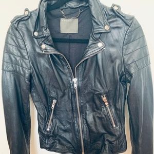 Muubaa Black Leather Biker Jacket